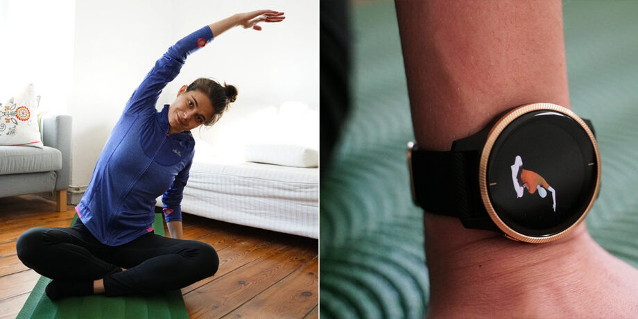 #BeatYesterday-Redakteurin Anna bei ihrer Yoga_einheit mit der Garmin Uhr