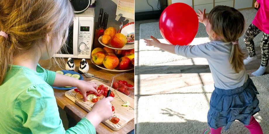 Die Kinder von #BeatYesterday-Redakteur Oliver Kramer helfen beim Essen zubereiten und spielen mit einem Luftballon