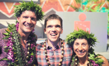 Jan Frodeno, Dan Lorang und Anne Haug nach Ironman auf Hawaii