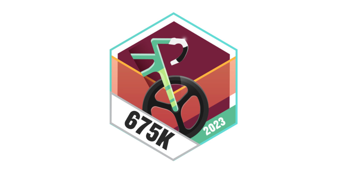 Garmin Badges April 2023 675km Radfahren