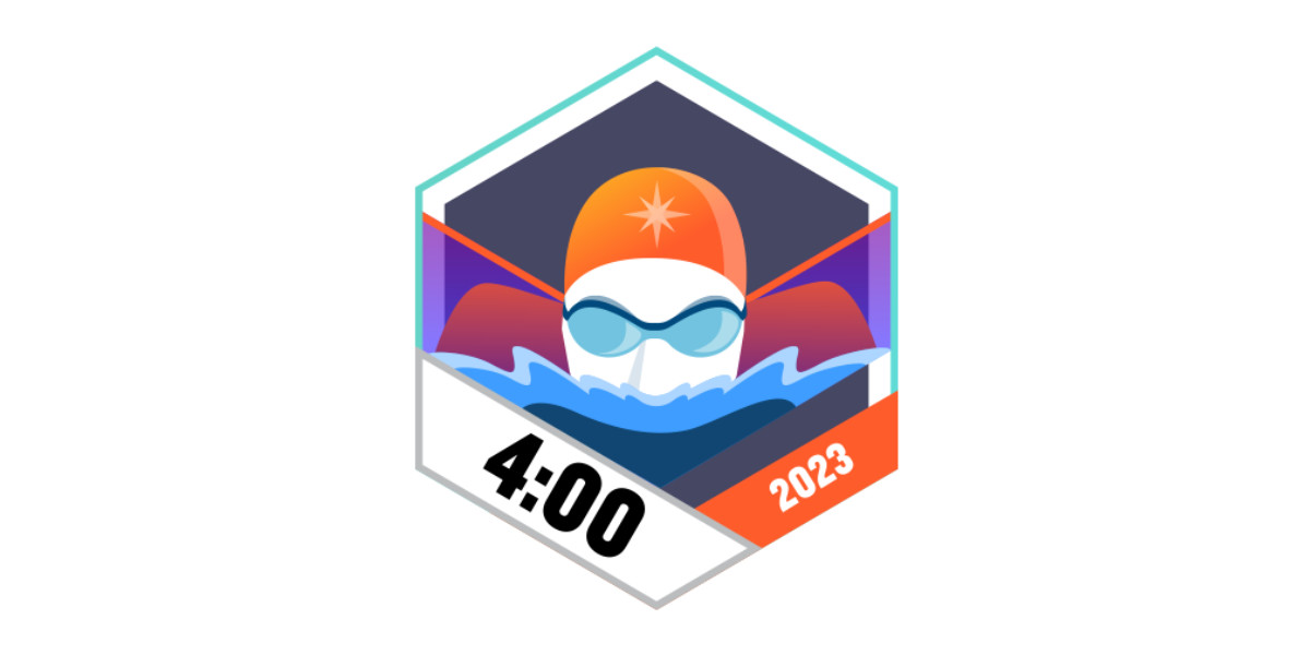 Garmin Badges Oktober 2023 4 Stunden schwimmen