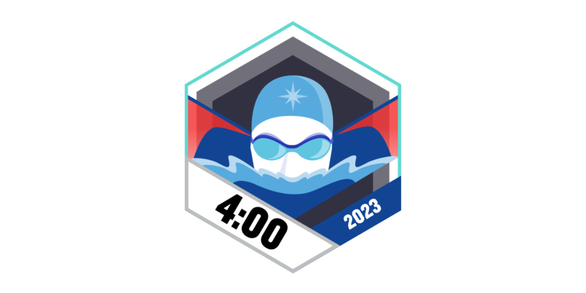 Garmin Badges Dezember 2023 4 Stunden Schwimmen