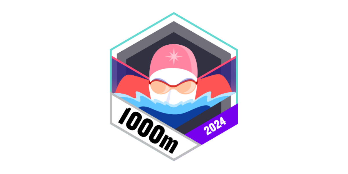 Garmin Badges Januar 2024 1 Kilometer schwimmen