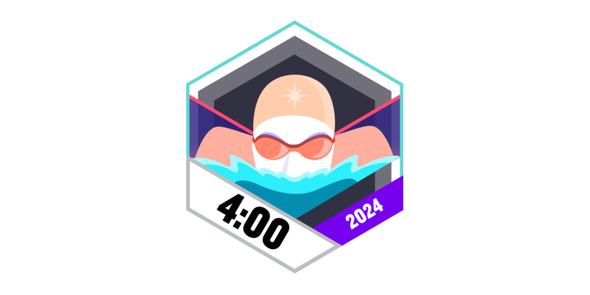 Garmin Badges Januar 2024 4 Stunden schwimmen