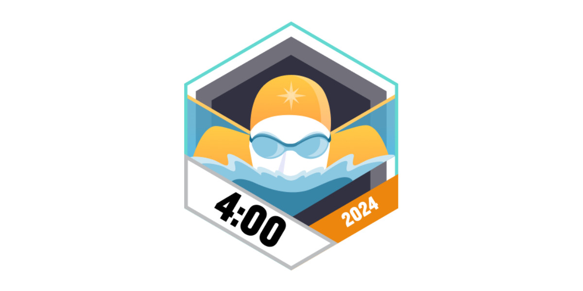 Garmin Badge 4 Stunden Schwimmen im März 2024