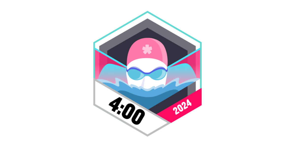 Garmin Badges Mai 2024 4 Stunden schwimmen