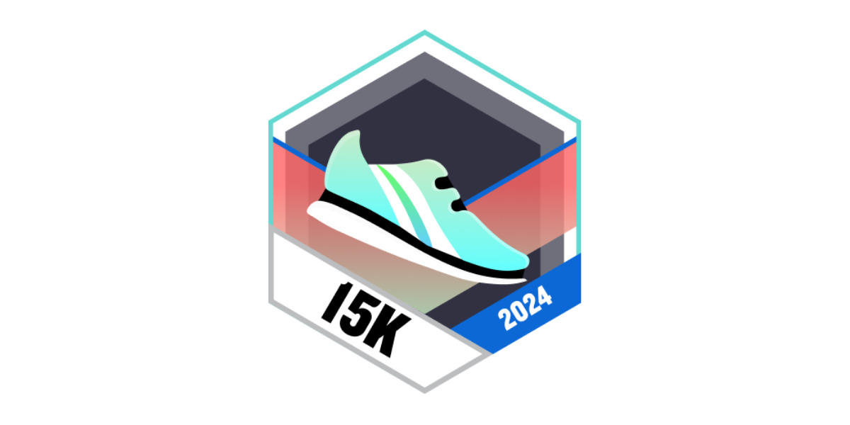 Garmin Badges Juni 2024 15 Kilometer laufen