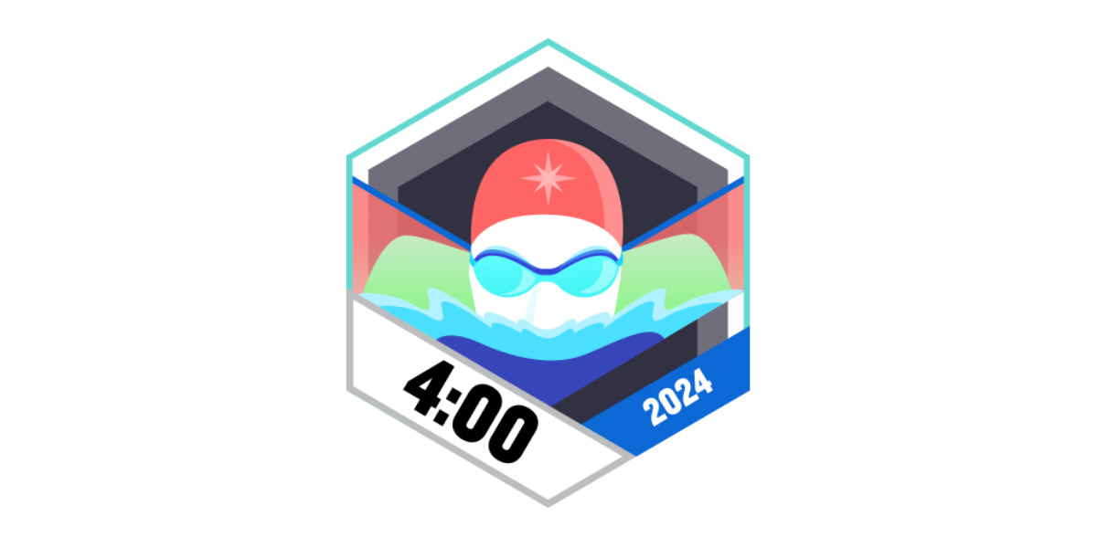 Garmin Badges Juni 2024 4 Stunden schwimmen