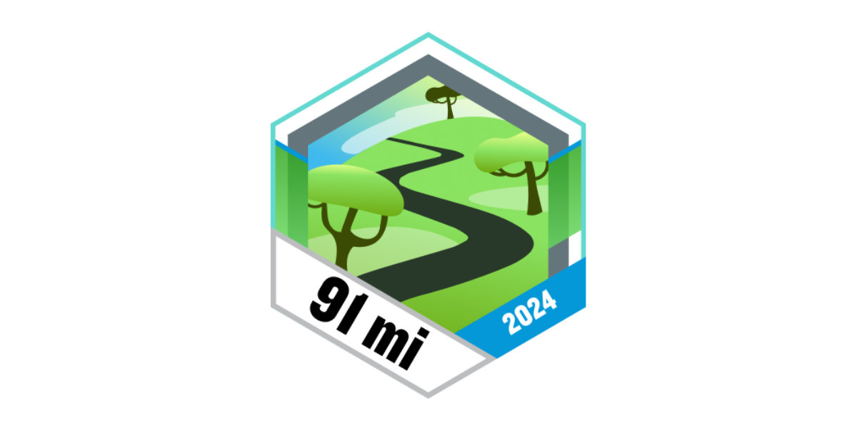 Garmin Badges Juli 2024 Quartals-Challenge 91 Meilen gehen