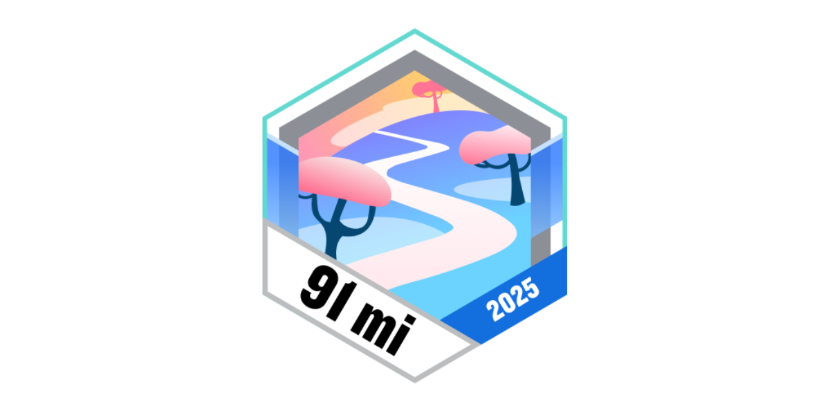 Garmin Badges Januar 2025 Quartalschallenge 91 Meilen gehen