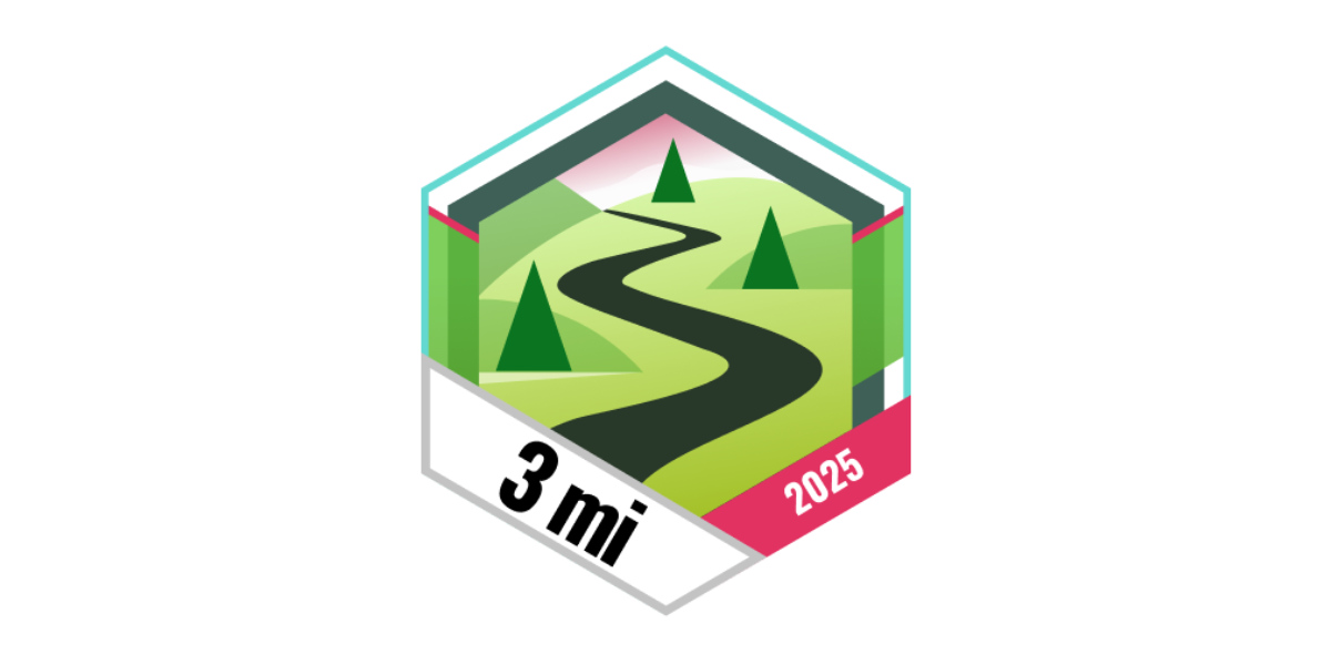 Garmin Badge Mai 2025 3 Meilen gehen