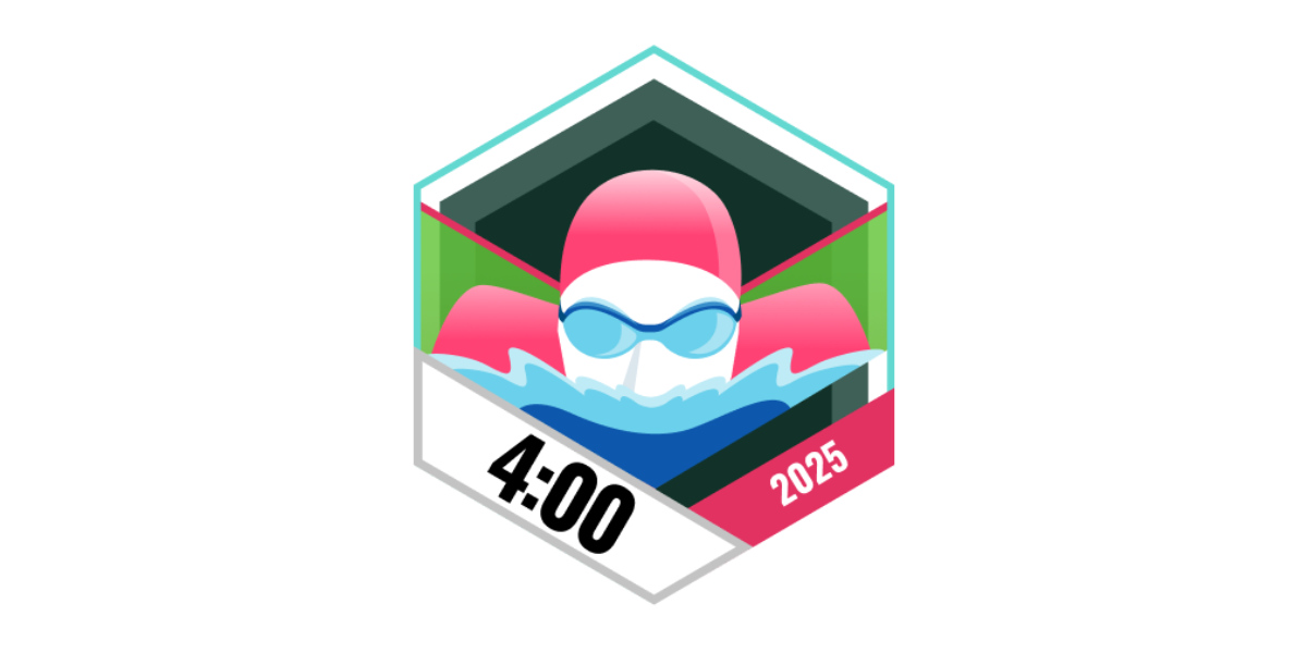 Garmin Badge Mai 2025 4 Stunden schwimmen