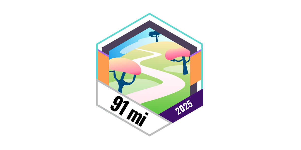 Garmin Badges Juli 2025 91 Meilen gehen